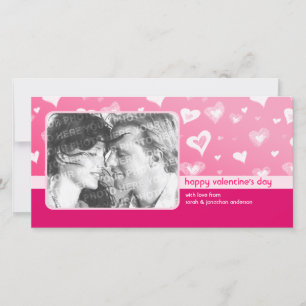 Coeurs roses Saint Valentin carte photo