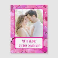 Cœurs roses violets - Carte photo magnétique Texte