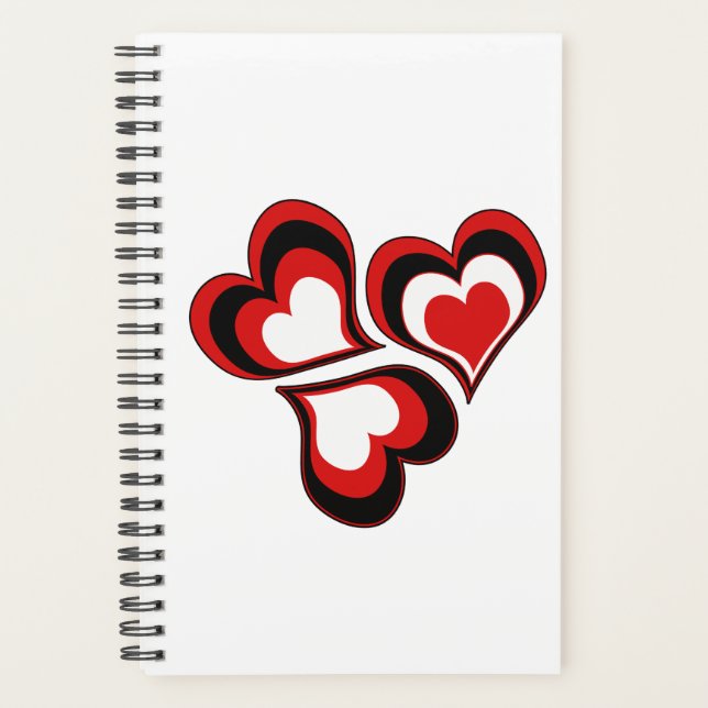 Coeurs, rouge, noir, blanc, Saint Valentin. (Devant)