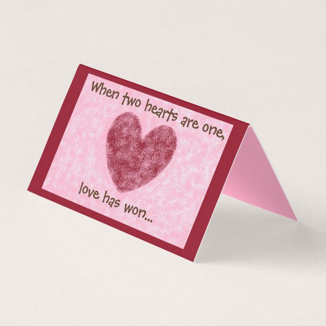 Coeurs rouge & rose 'L'amour a gagné' Faux Fuzzy D (Front)