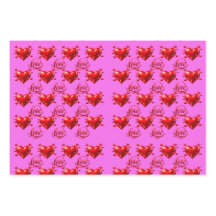 Cœurs Rouges Brillants et Papier à Emballer Rose R