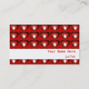 Coeurs rouges carte de visite blanc rayé rouge