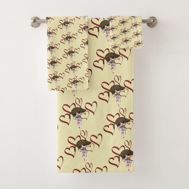 Coeurs rouges Chiot Cute Personnalisé (En situation)