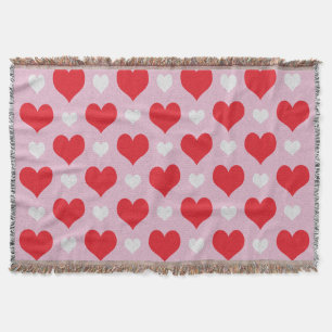 Coeurs rouges et blancs motif jeter la couverture