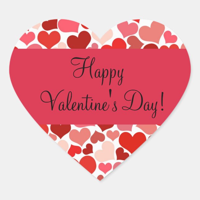 Coeurs rouges et roses sur un autocollant de Saint (Devant)