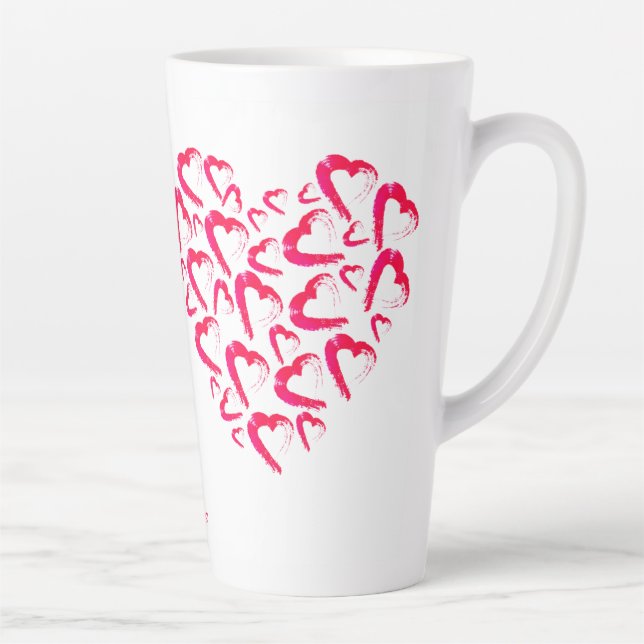 Coeurs rouges Latte Mug (Droite)