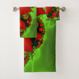 Coeurs rouges Lime vert Moderne Art Abstrait fract