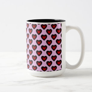 Coeurs rouges Motif Mug de café rouge et rose