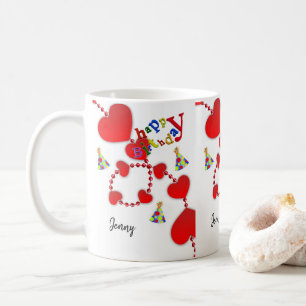 Coeurs rouges Mug heureux Anniversaire Mug