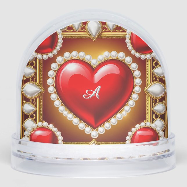 Coeurs rouges ornés d'or et de perles (Avant)