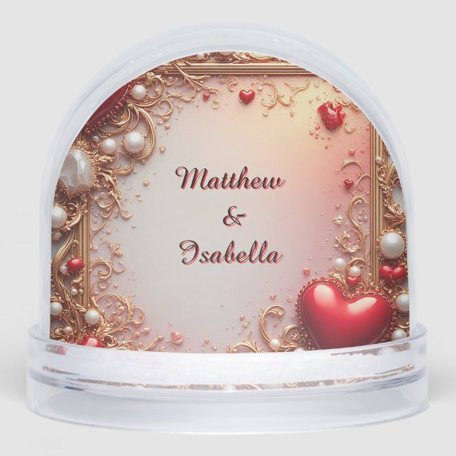 Cœurs rouges ornés d'or et de perles (Avant)