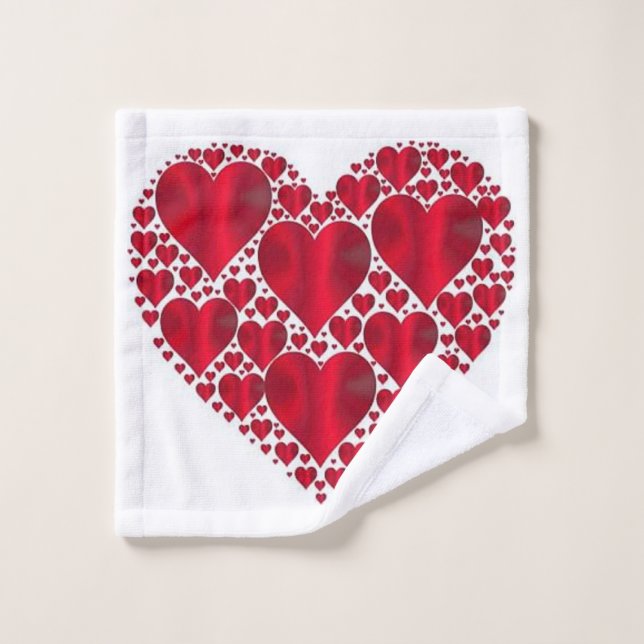 COEURS ROUGES POUR LA JOURNÉE DE VALENTINE (Gant de toilette)