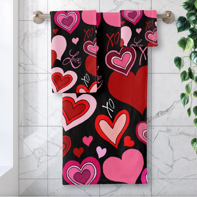 Cœurs rouges roses noirs Motif d'amour (Créateur téléchargé)