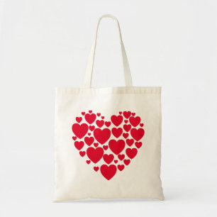 Coeurs rouges, sac de courses
