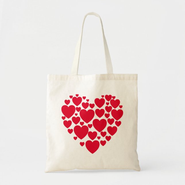 Coeurs rouges, sac de courses (Devant)