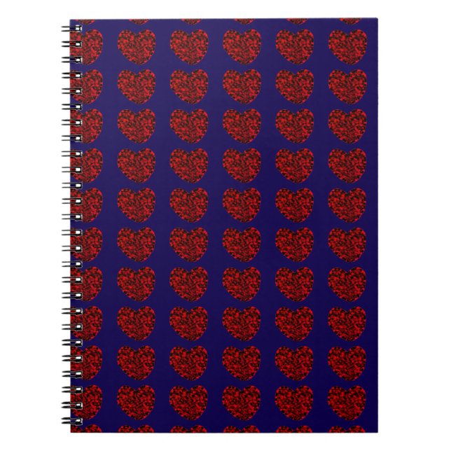 Cœurs rouges sur cahier spiralé bleu (Devant)