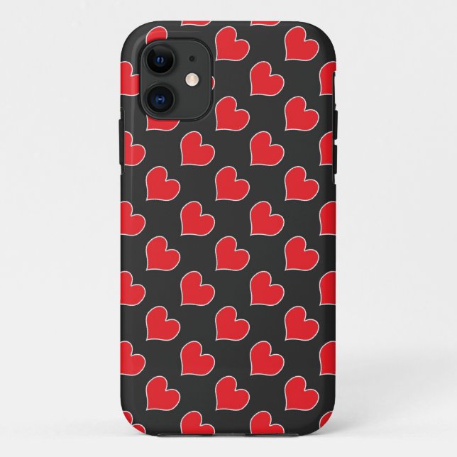 Coeurs rouges sur motif noir iphone 5 coque (Dos)