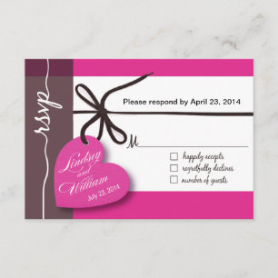 Coeurs RSVP 1 Réponse fuschia