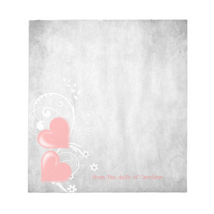 Coeurs Saint-Valentin rose Bloc-notes personnalis