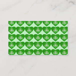 Coeurs shamrocks carte de visite vert