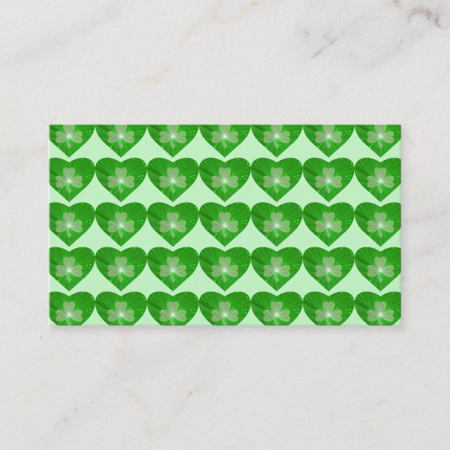Coeurs shamrocks carte de visite vert (Devant)