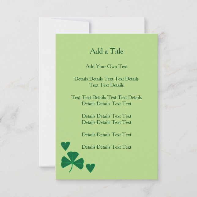 Coeurs simples et Shamrock Invitation vert (Devant)