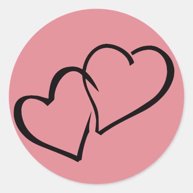 Coeurs Sticker d'amour Mariage noir et rose (Devant)