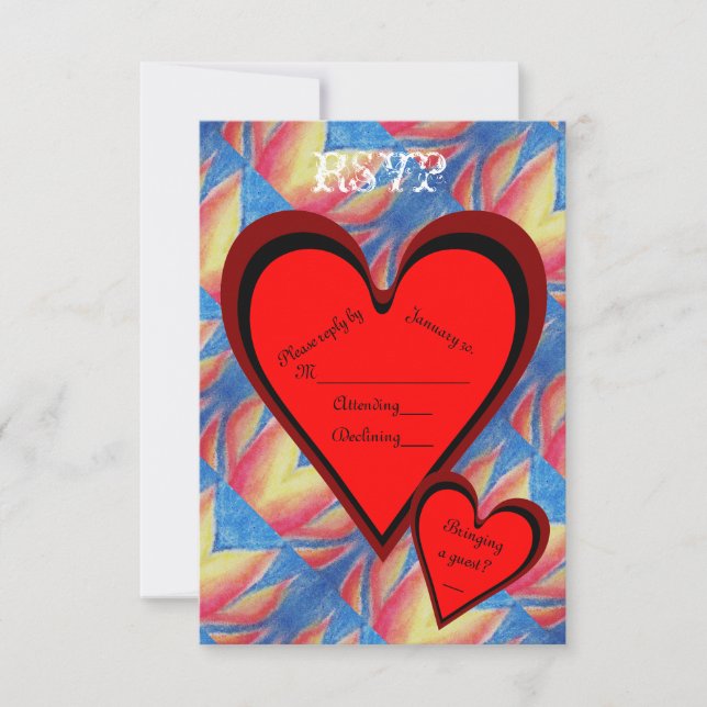 Coeurs sur le feu Romantique Valentines Jour RSVP (Devant)