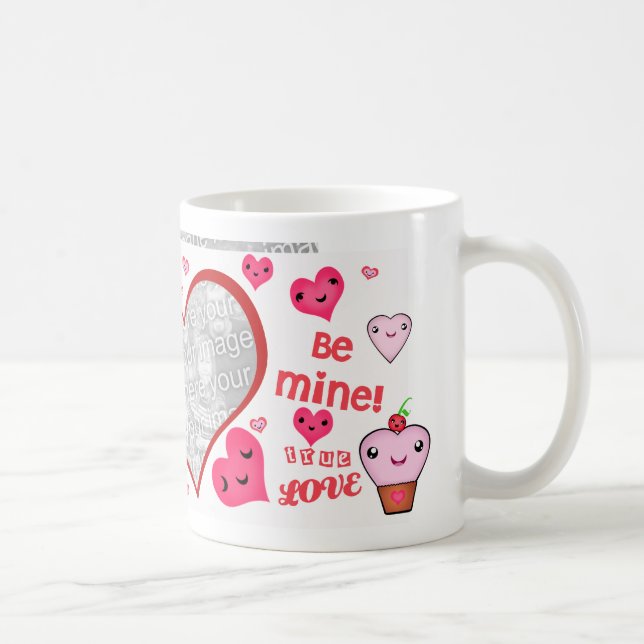 Coeurs tasse faite sur commande de photo d'amour (Droite)