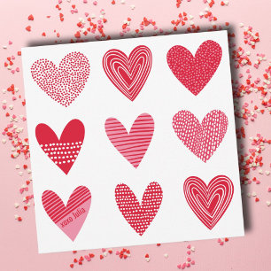 Coeurs texturés mignons en rose et rouge