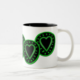 Coeurs vert et noir 3 Mug bicolore