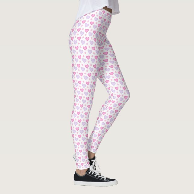 Cœurs violets d'amour Leggings roses - Saint-Valen (Droite)