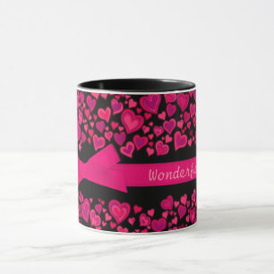 Coeurs "Wonderful Wife x" rouge rose noir mug