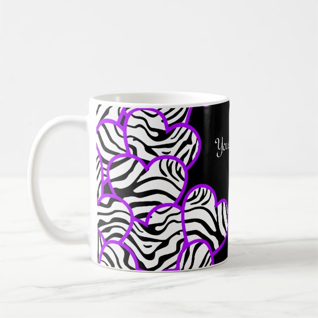 Coeurs zèbres violets mug (Gauche)