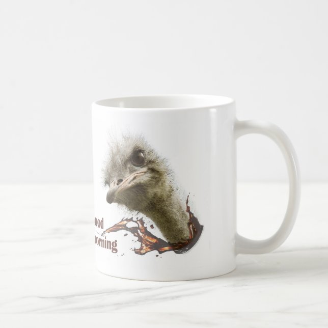 Coffe mug with ostrich plashing coffee (Droite)