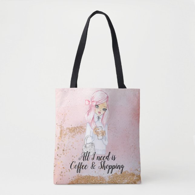Coffee addict blogueur fille planificateur sac fou (Devant)