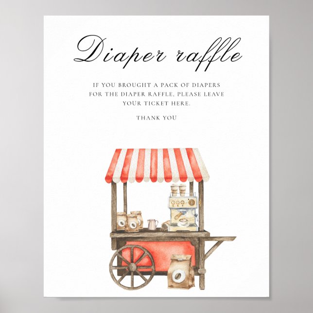 Coffee baby shower - diaper raffle poster (Devant)