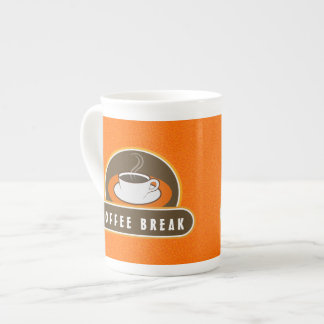 Coffee Break Cup Orange Café Bone China Mugs