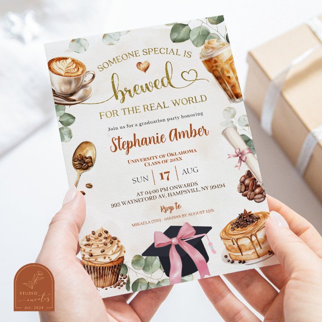 Coffee Brewing Graduation Party Invitation (Créateur téléchargé)
