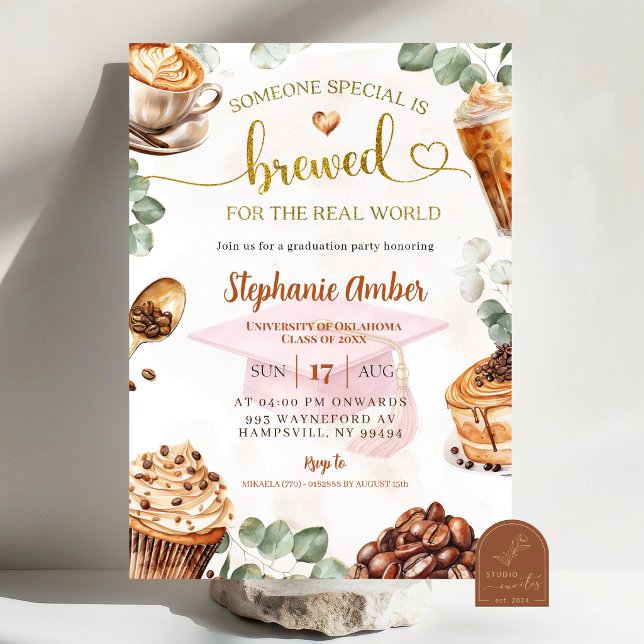 Coffee Brewing Graduation Party Invitation (Créateur téléchargé)