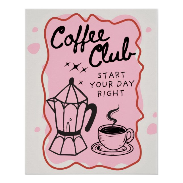 Coffee Club – Poster Ilustrado com Café | Decoraçã (Devant)