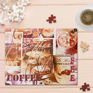 Coffee Collage Script superposition Puzzle personn