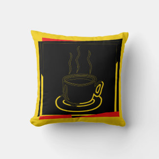 Coffee Cup Art Design Coussin
