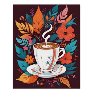 Coffee Cup avec affiche Feuille colorée
