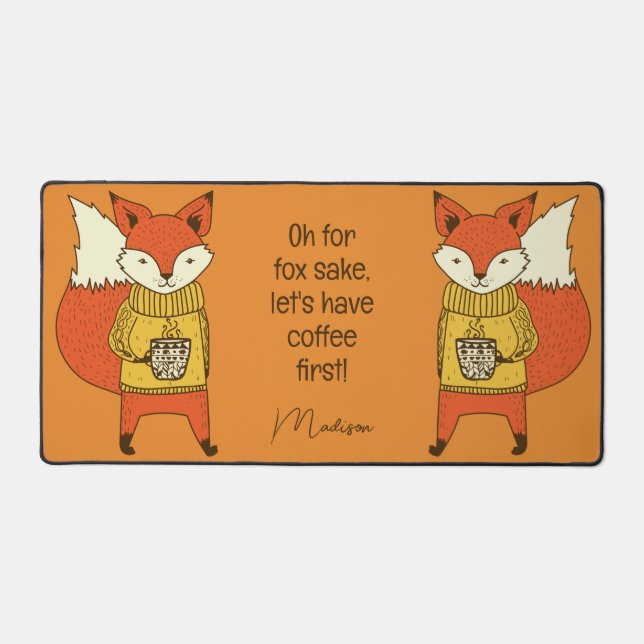 Coffee Fox nom et texte personnalisés (Recto)