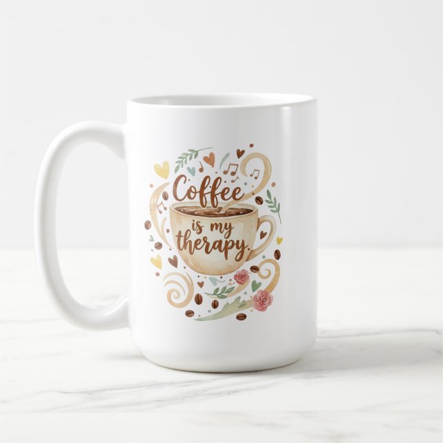 Coffee Is My Therapy Mug Funny Coffee Cup (Gauche)