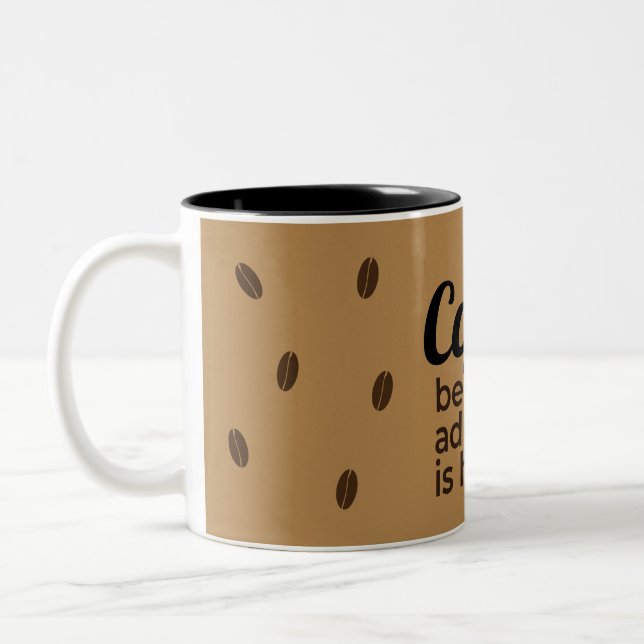 Coffee Lover's Quote Mug | Brown Rustic Design (Gauche)