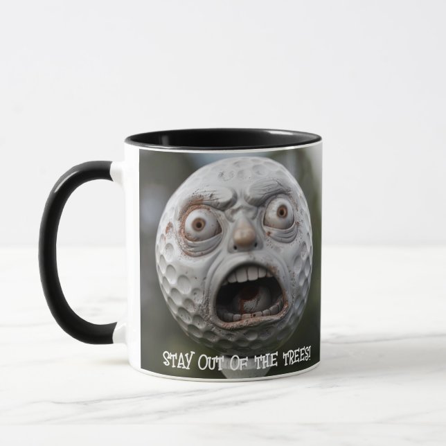 Coffee Mug Golfer, "Restez à l'écart des arbres !" (Gauche)