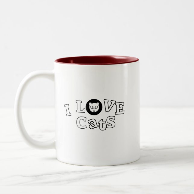 Coffee Mug I Love Cats design (Gauche)