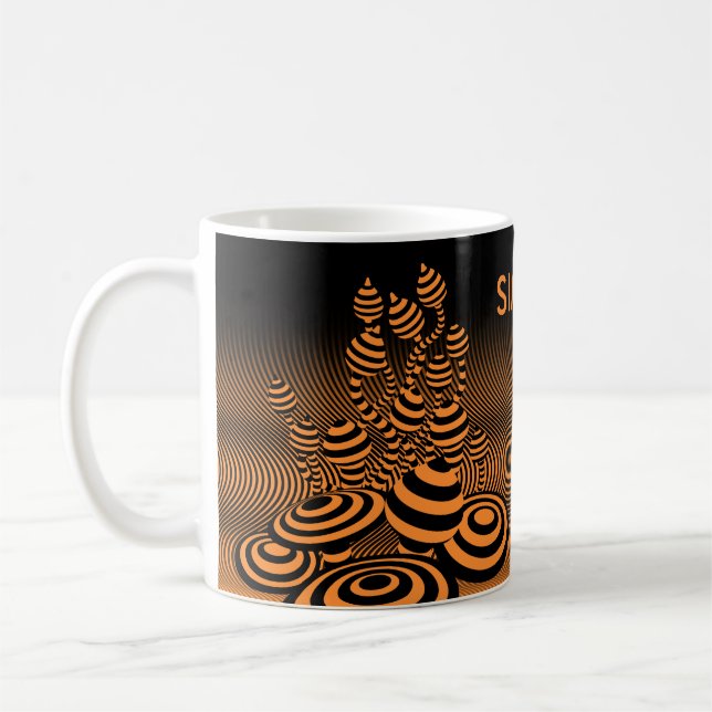Coffee mug orange Magic Mushrooms céramique. (Gauche)